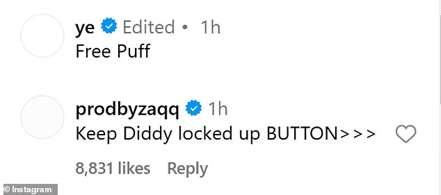 Em resposta a Kanye, um post que dizia: 'Mantenha o botão Diddy trancado >>>’ apontando para o Instagram, o Button tinha milhares de curtidas” class=”blkBorder img-share” style=”max-width:100%” loading=”lazy” /> </div>
</p></div>
<p class=