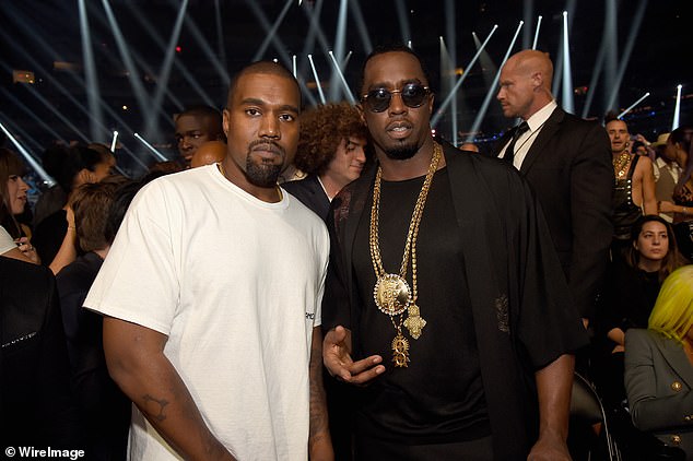 West e Combs retratados no Madison Square Garden para o MTV VMA Awards de 2016