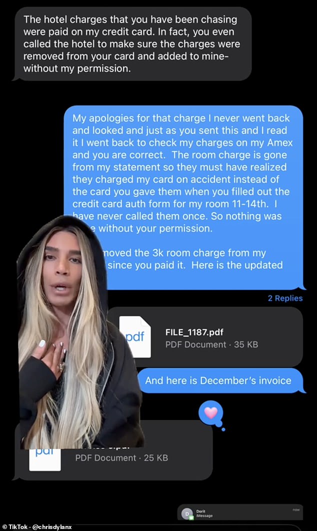Chris disse que finalmente confrontou Dorit sobre a fatura não paga, e ela alegou ter um problema com ela porque supostamente já havia sido pago