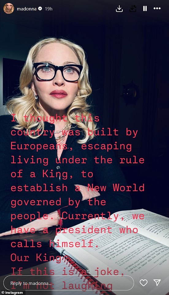 'Eu pensei que este país foi construído pelos europeus, escapando da vida sob o domínio de um rei, para estabelecer um novo mundo governado pelo povo' 'The Live to Tell Star escreveu atualmente atualmente