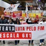 Manifestação no Aeroporto de Guarulhos pede fim da escala 6x1