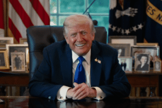 O presidente dos Estados Unidos, Donald Trump, durante pronunciamento